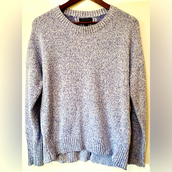 Banana Republic| Cozy Heathered Blue Oversized Crewneck Sweater Sz L - Picture 1 of 6